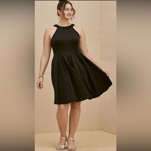 NWT Torrid Black Scuba Knit Mini Fluted Dress Size 2
